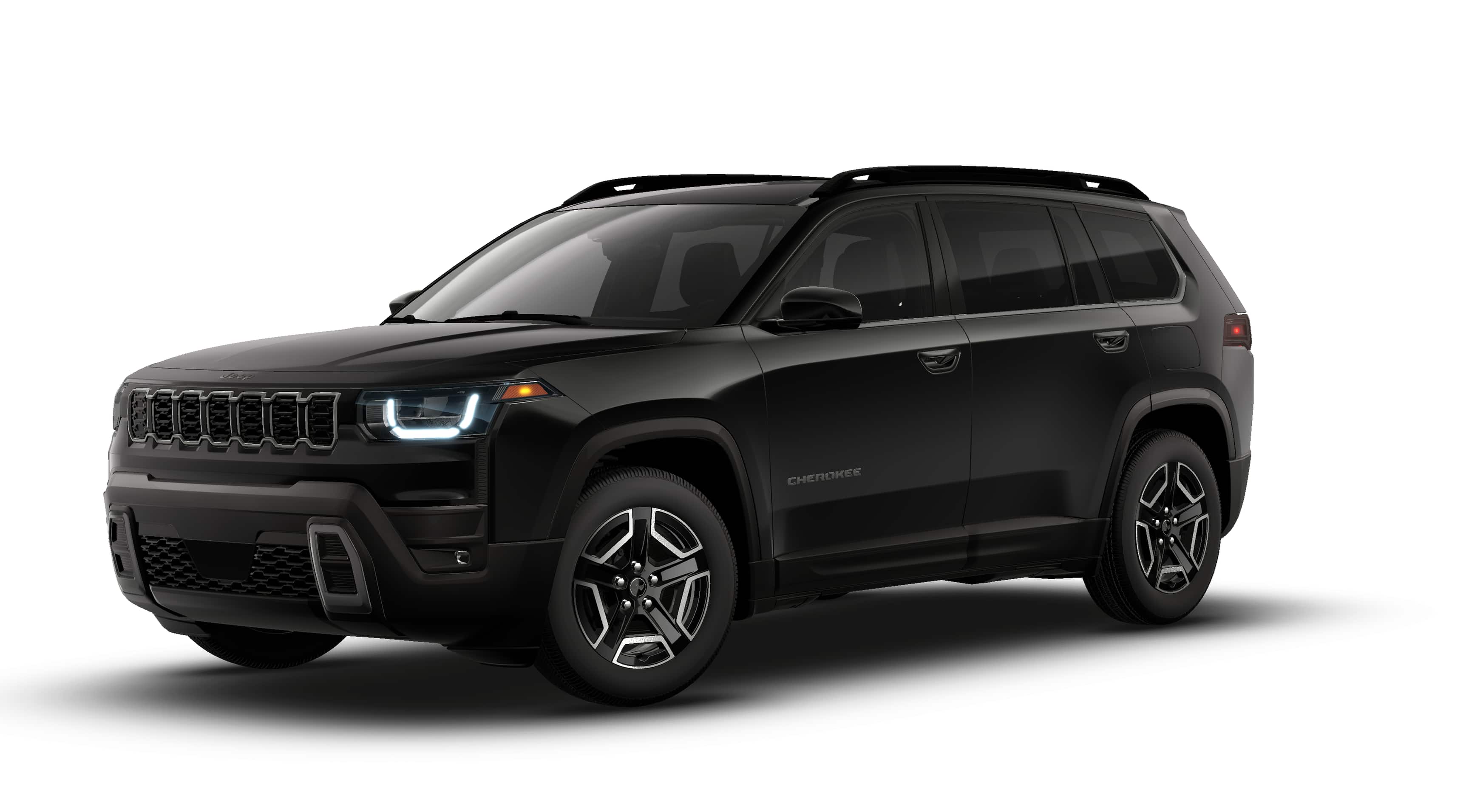 2026 Jeep Cherokee CHEROKEE LIMITED 4X4 in Diamond Black Crystal Pearl-Coat Exterior Paint — front three-quarter view