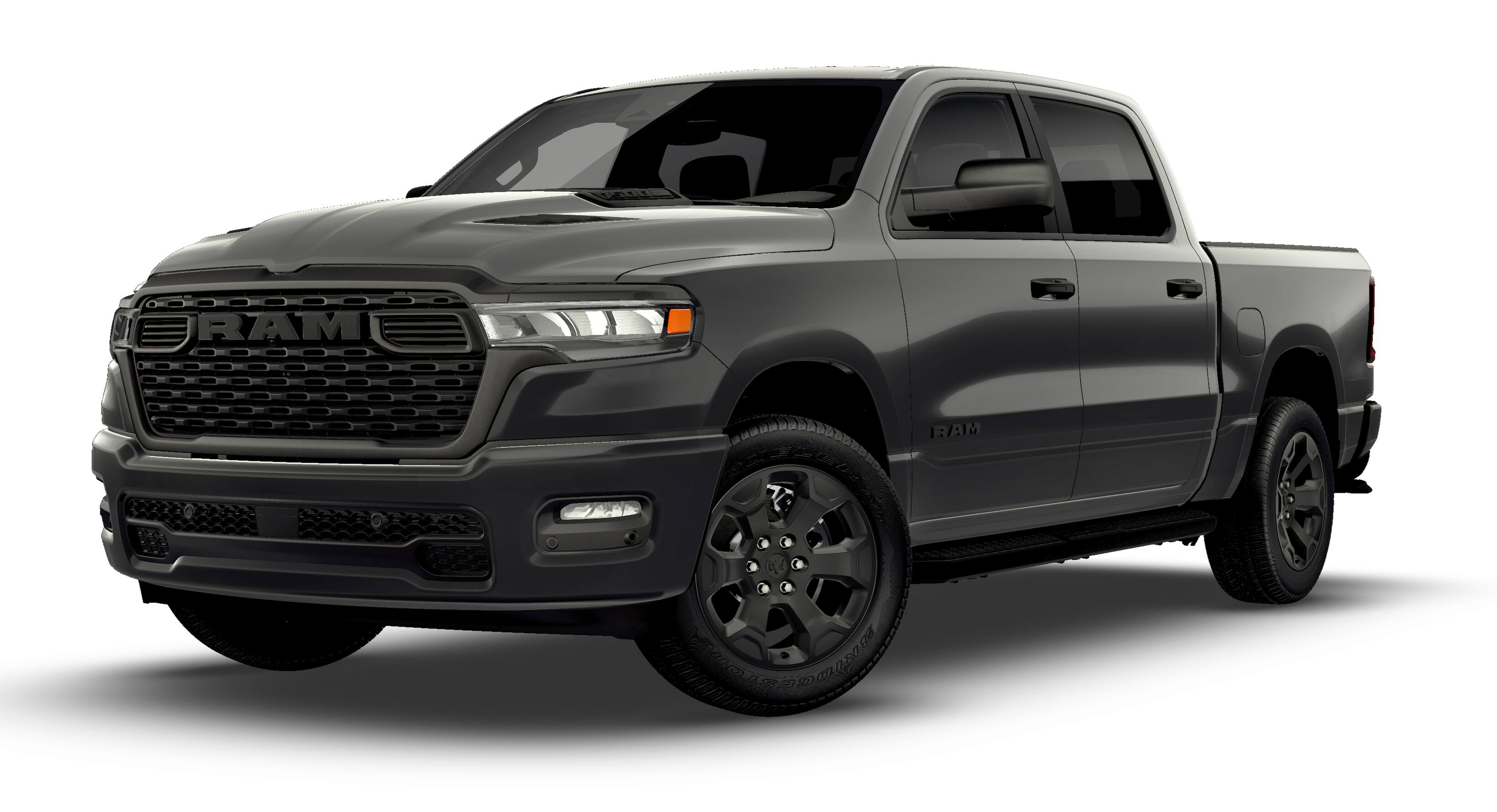 2026 RAM 1500 RAM 1500 EXPRESS CREW CAB 4X4 5'7' BOX in Granite Crystal Metallic Clear-Coat Exterior Paint — front three-quarter view