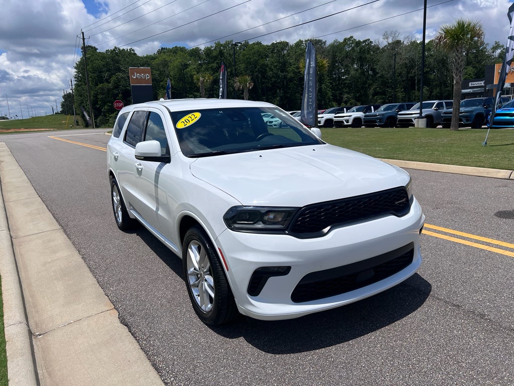 2022 Dodge Durango GT Plus RWD in White Knuckle Clearcoat — front three-quarter view