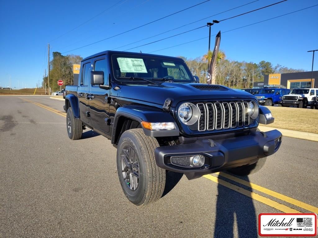 2026 Jeep Gladiator GLADIATOR SPORT S 4X4 in Black Clear-Coat Exterior Paint — front three-quarter view
