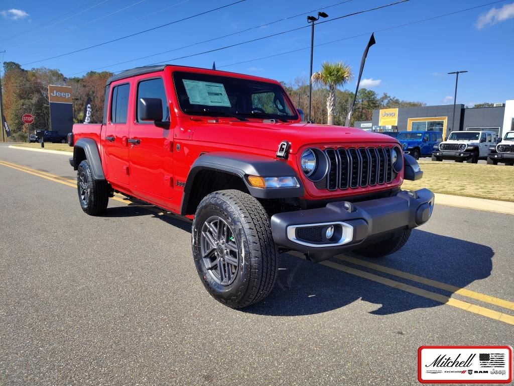 2026 Jeep Gladiator GLADIATOR SPORT S 4X4 in Firecracker Red Clear-Coat Exterior Paint — front three-quarter view