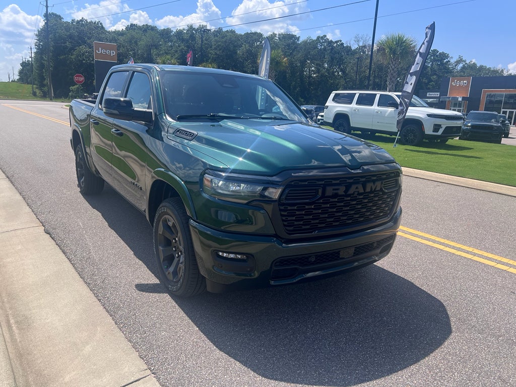 2026 RAM 1500 RAM 1500 BIG HORN CREW CAB 4X2 5'7' BOX in Serrano-Green Metallic Exterior Paint — front three-quarter view