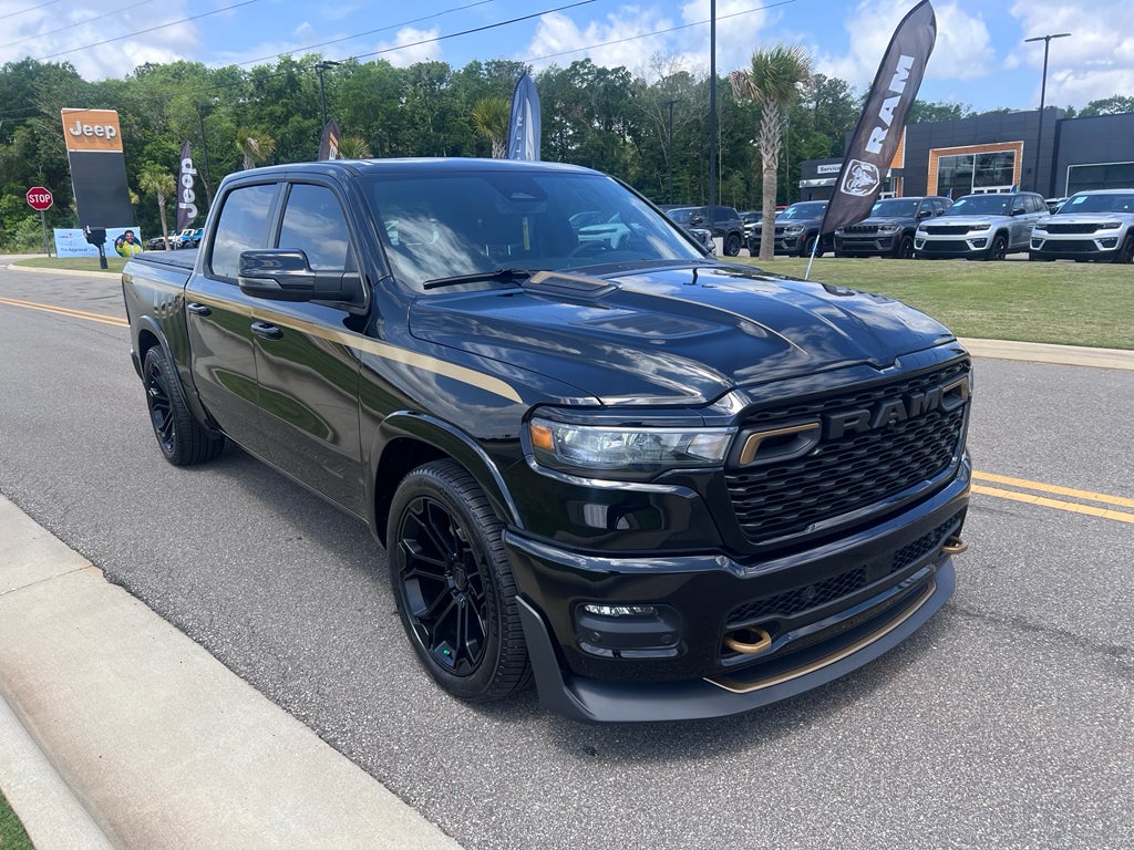 2026 RAM 1500 RAM 1500 BIG HORN CREW CAB 4X4 5'7' BOX in Diamond Black Crystal Pearl-Coat Exterior Paint — front three-quarter view