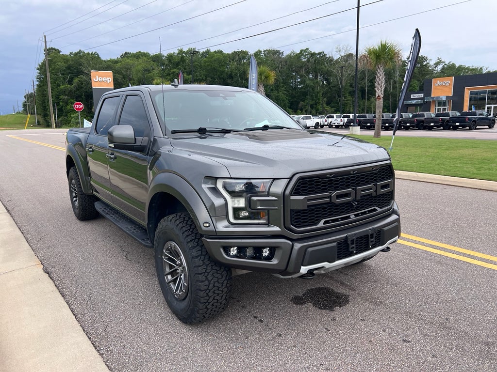 2019 Ford F-150 Raptor in Magnetic Metallic — front three-quarter view