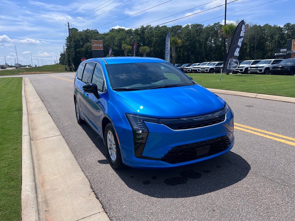 2027 Chrysler Pacifica PACIFICA SELECT in Hydro Blue Pearl-Coat Exterior Paint — front three-quarter view