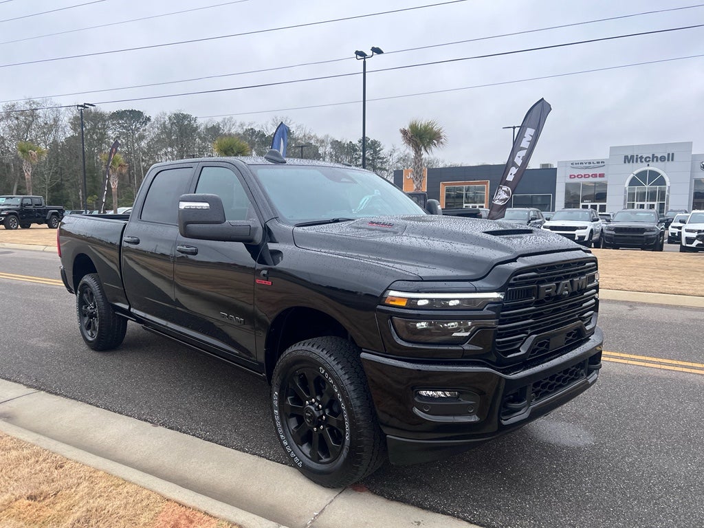 2026 RAM 2500 RAM 2500 LARAMIE CREW CAB 4X4 6'4' BOX in Diamond Black Crystal Pearl-Coat Exterior Paint — front three-quarter view
